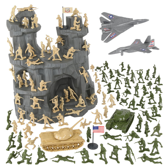TimMee Battle Mountain Plastic Army Men Playset - Tan & OD Green