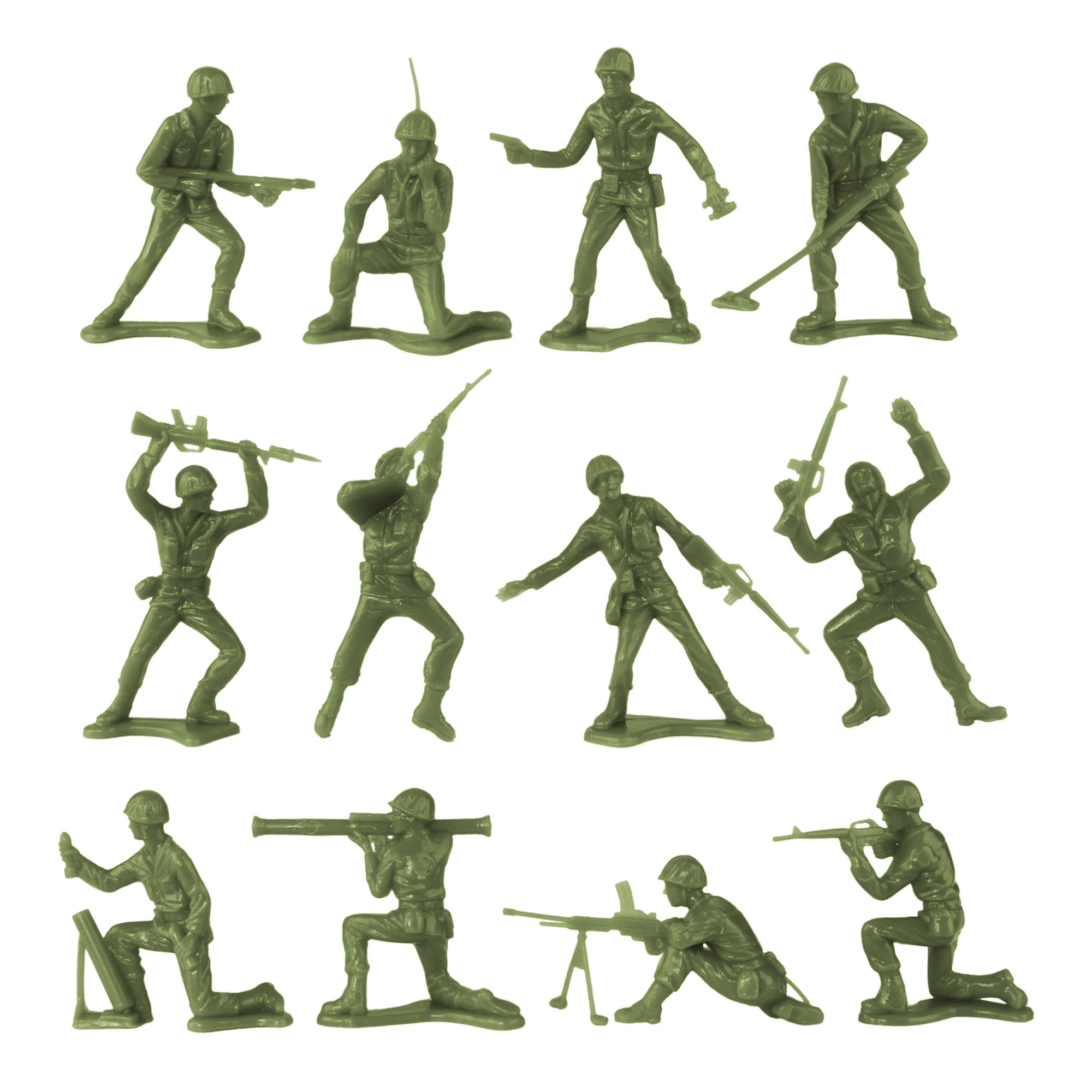 TimMee PLASTIC ARMY Men OD Green Tan Gray 72pc Soldier Figures USA