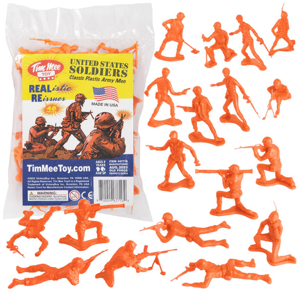 TimMee PLASTIC ARMY Men Orange 48pc Toy Soldier Figures Made in