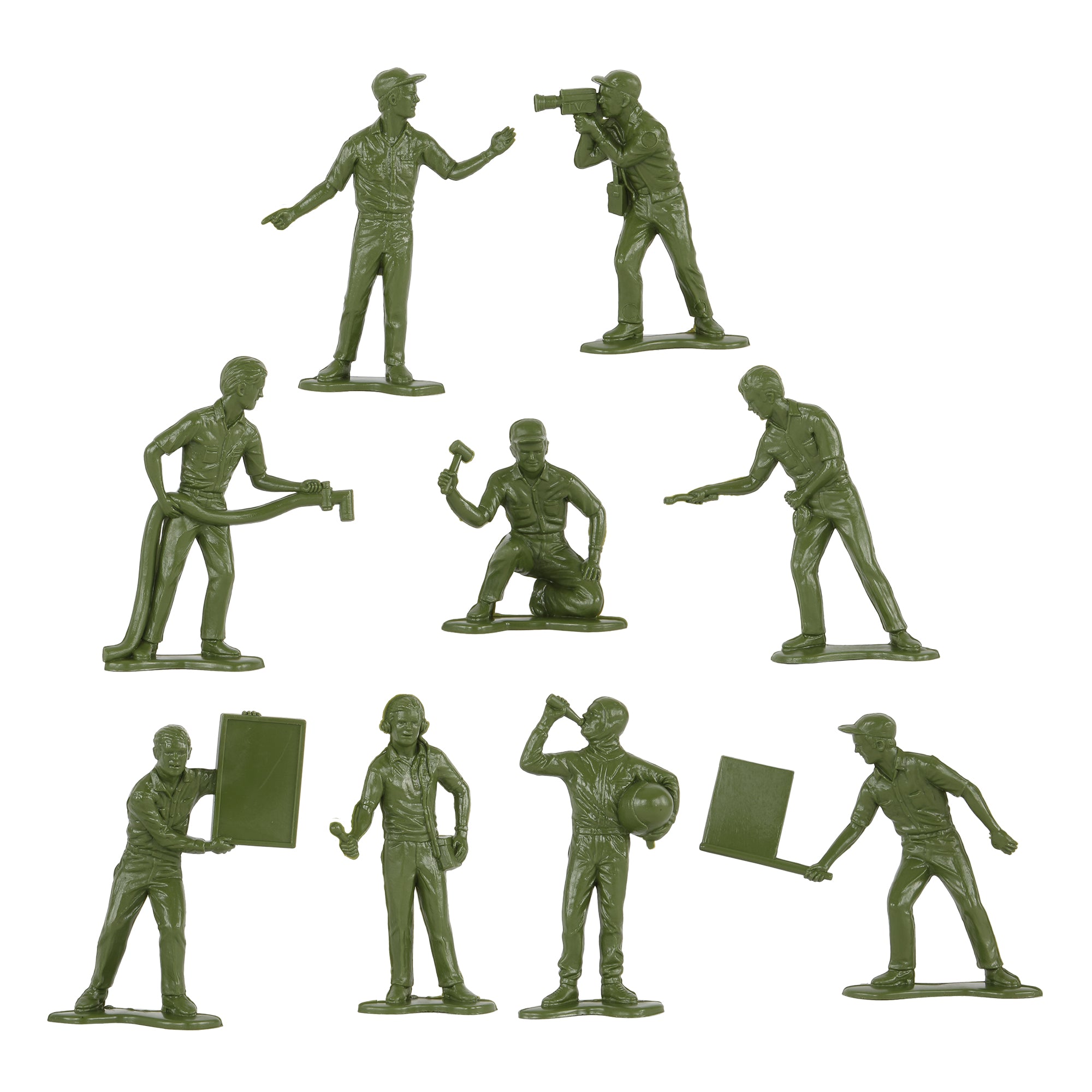 TimMee Military MECHANICS & MEDIA OD Green 18 Plastic Army Men