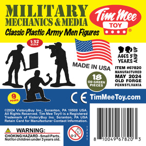 Tim Mee Toy Military Mechanics and Media Plastic Toy Soldiers OD Green Color Insert Art