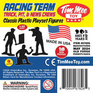 Tim Mee Toy Car Racing Team Track Pit and News Crews 18 Piece Red Color Plastic Toy Figures Insert Art