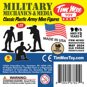 Tim Mee Toy Military Mechanics and Media Plastic Toy Soldiers Tan Color Insert Art