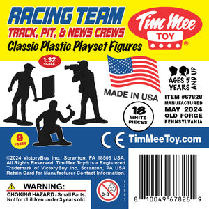 Tim Mee Toy Car Racing Team Track Pit and News Crews 18 Piece White Color Plastic Toy Figures Insert Art
