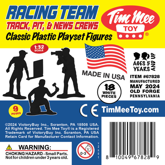 Tim Mee Toy Car Racing Team Track Pit and News Crews 18 Piece White Color Plastic Toy Figures Insert Art