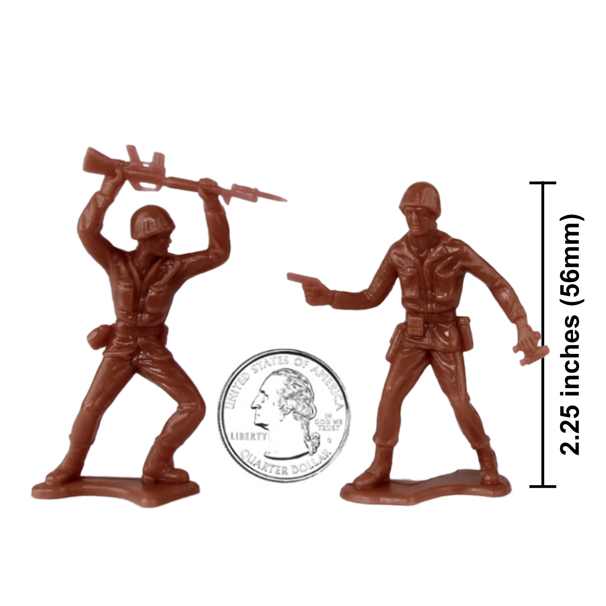 TimMee PLASTIC ARMY Men Rust Brown 48pc Toy Soldier Figures - USA