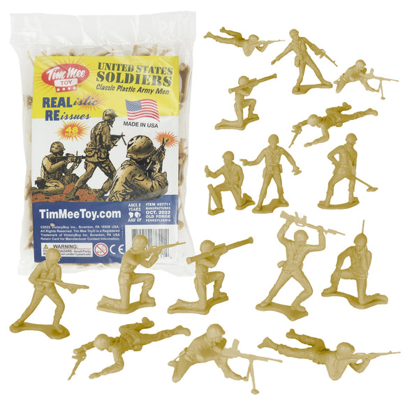 TimMee PLASTIC ARMY Men Tan 48pc Toy Soldier Figures - USA Made