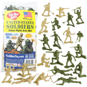 TimMee PLASTIC ARMY Men OD Green Tan 100pc Toy Soldier Figures US 