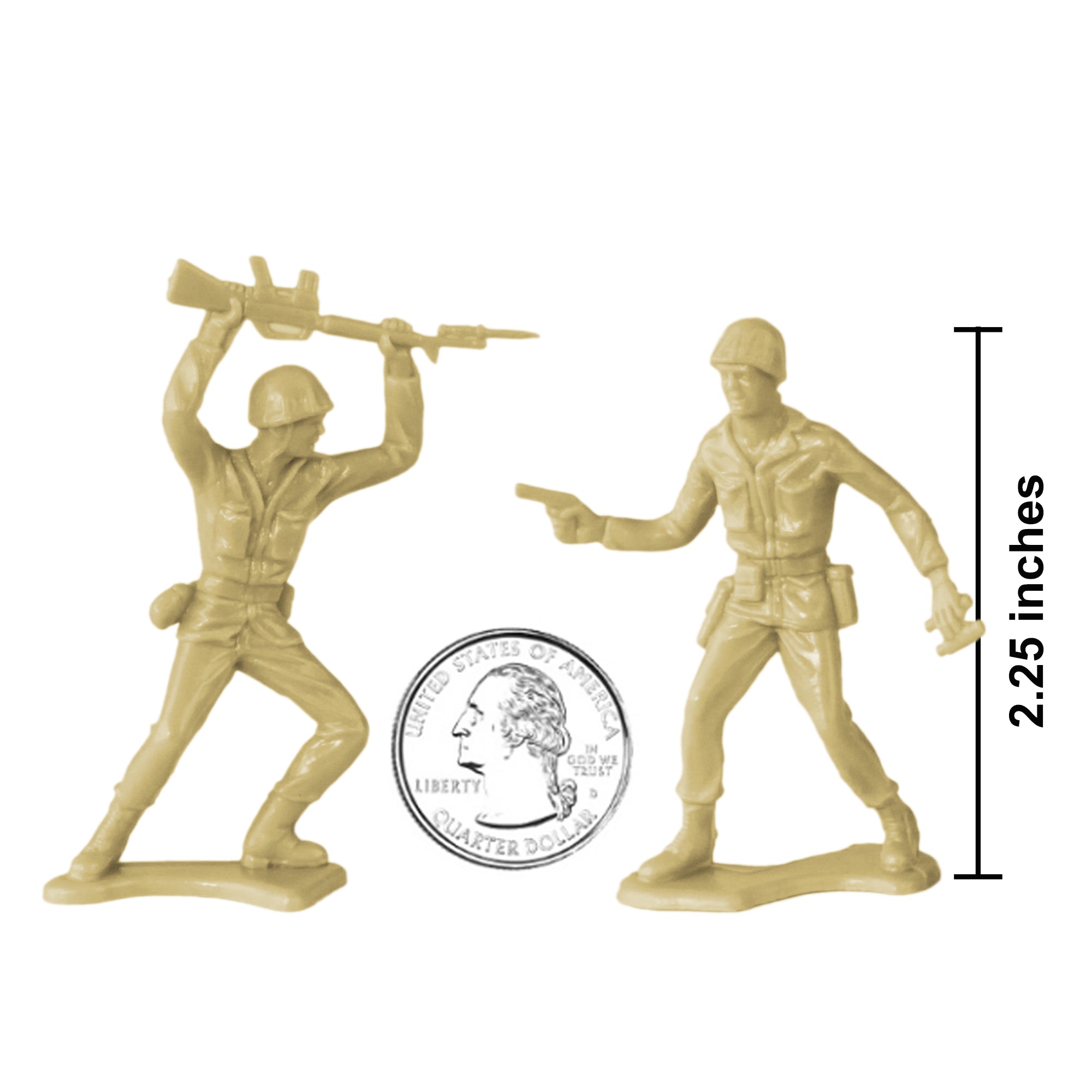 TimMee PLASTIC ARMY Men Tan 48pc Toy Soldier Figures - USA Made