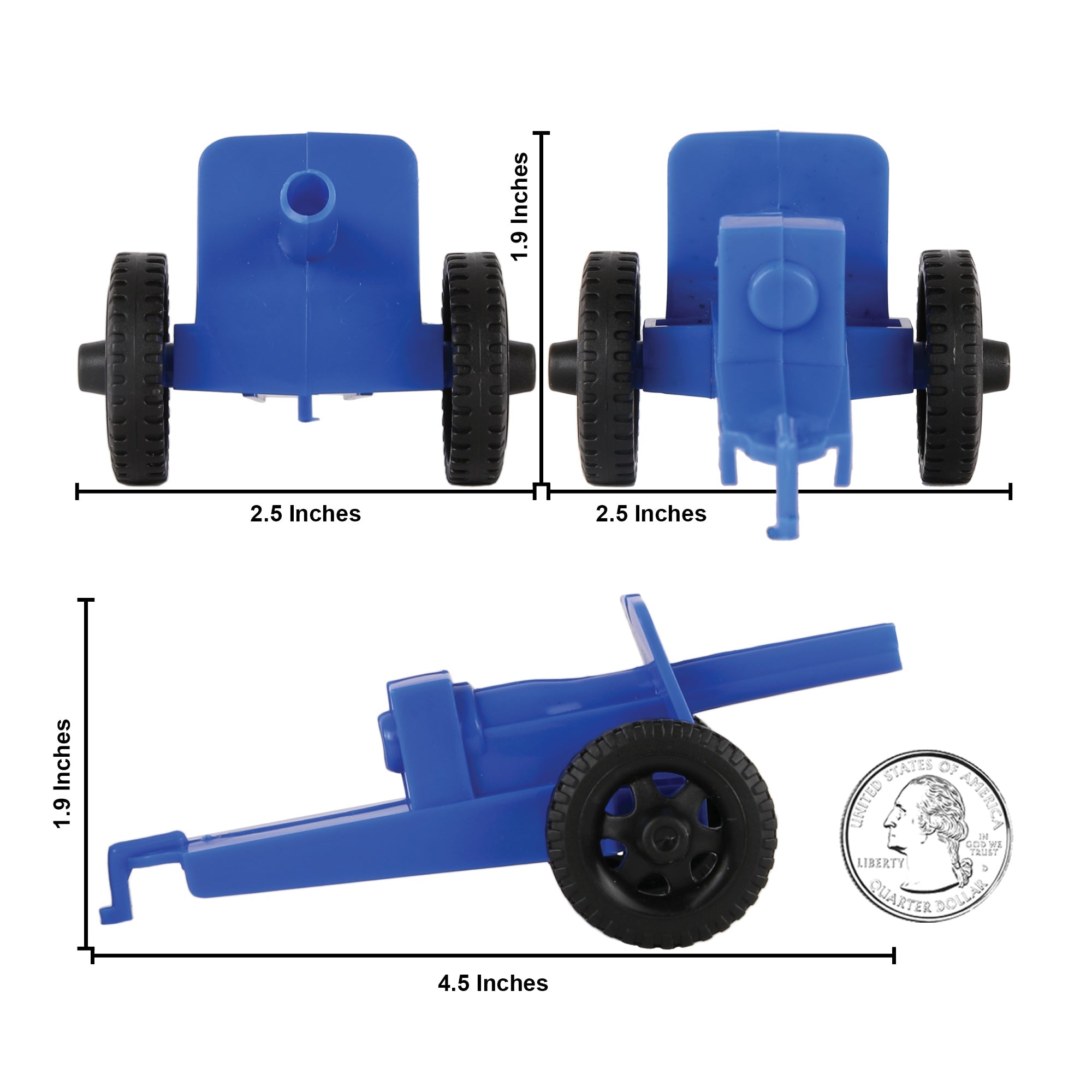 TimMee M3 ARTILLERY - Blue 4pc Plastic Army Men Cannon Playset US