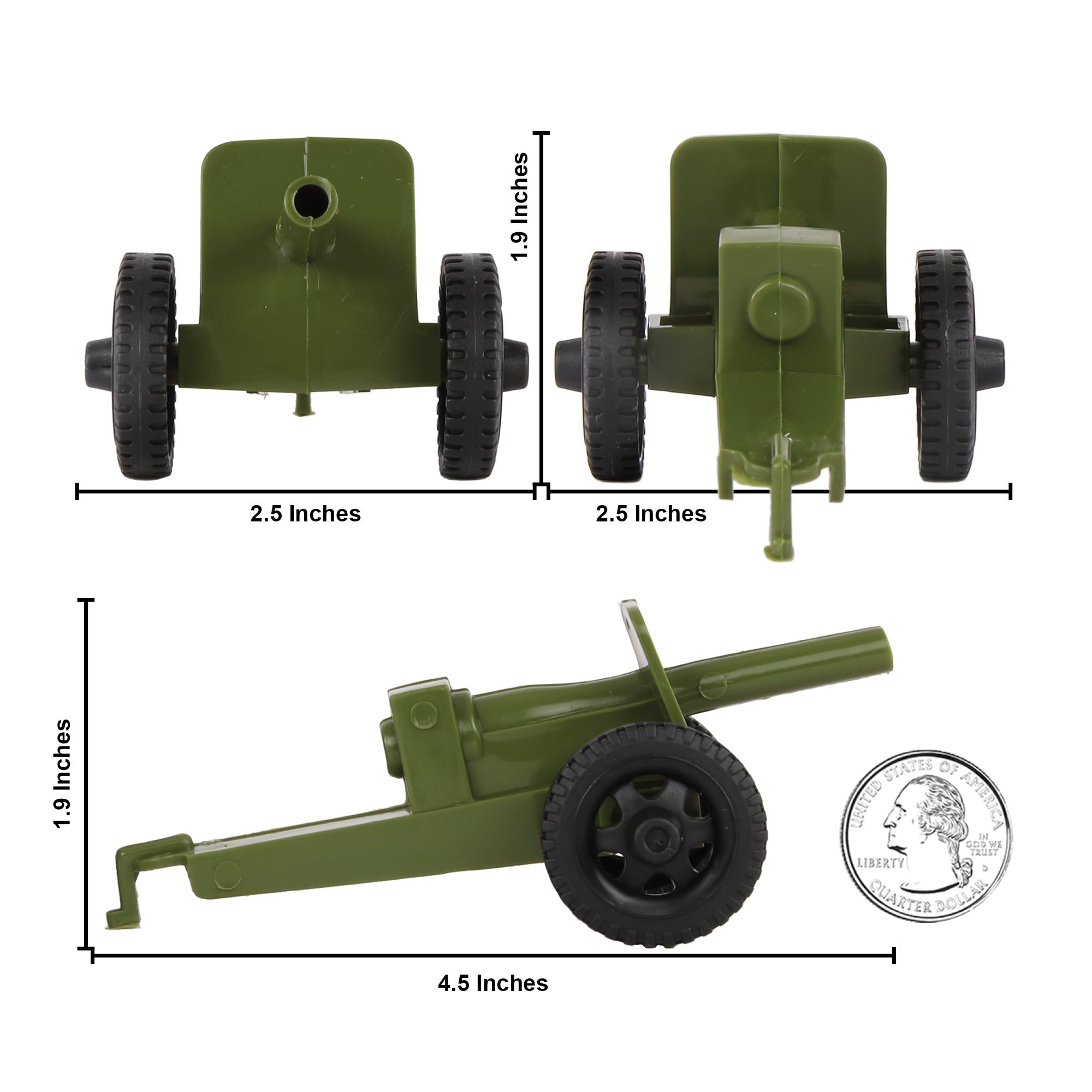 TimMee M3 ARTILLERY - OD Green 4pc Plastic Army Men Cannon Playset