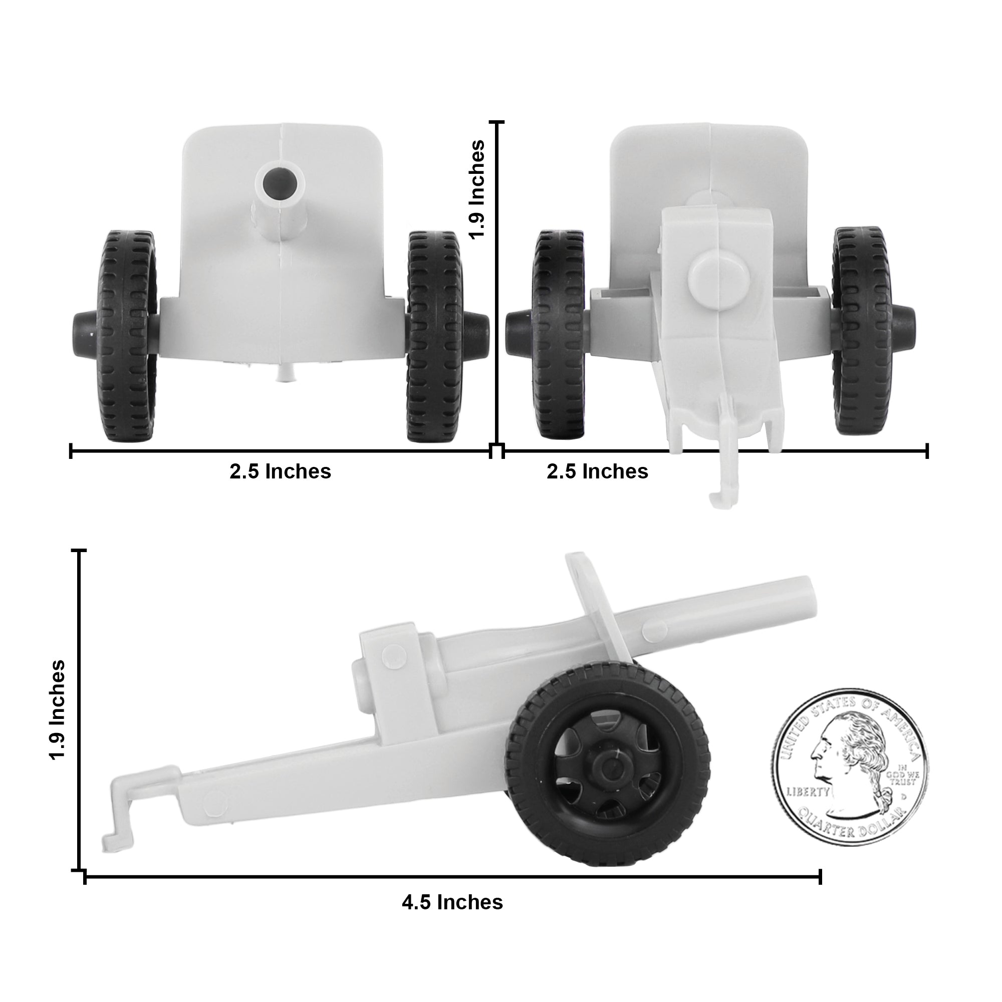 TimMee M3 ARTILLERY - White 4pc Plastic Army Men Cannon Playset