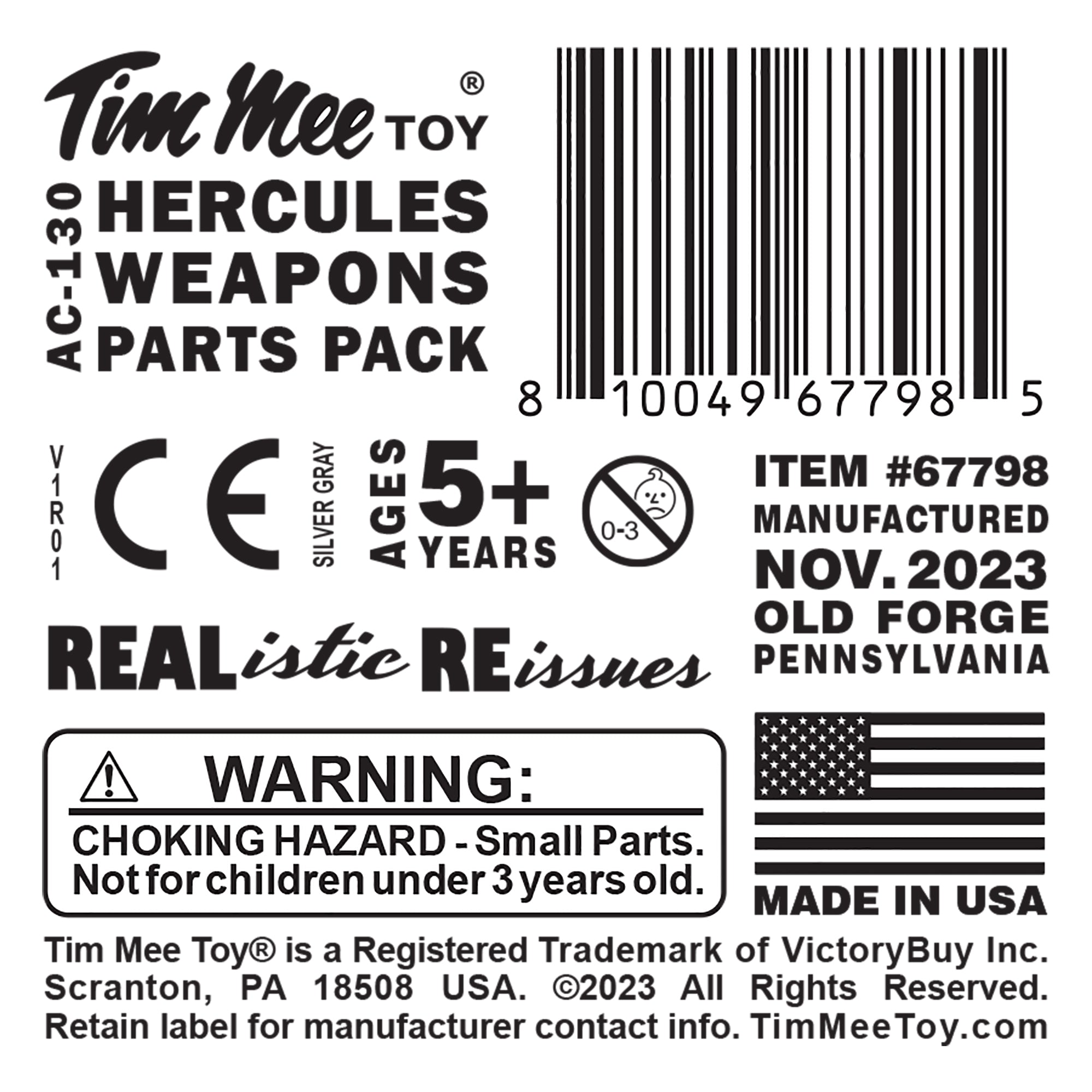 TimMee Plastic Army Men Hercules AC130 Weapons Silver Replacement
