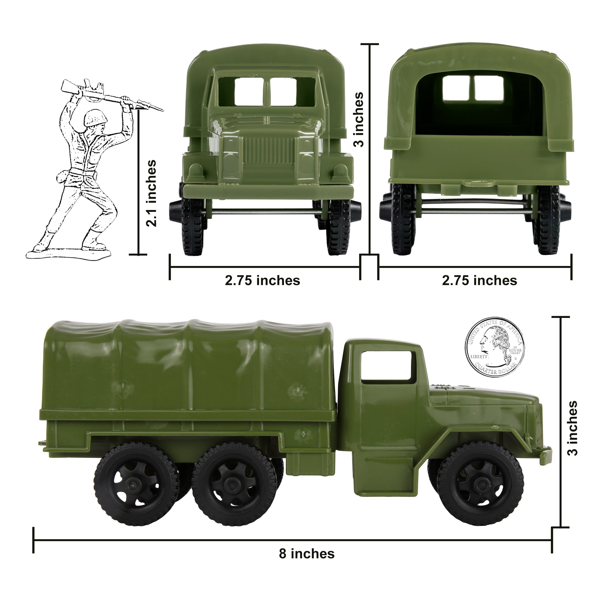 TimMee Plastic Army Men TRUCKS Deuce and a Half Cargo Vehicles US