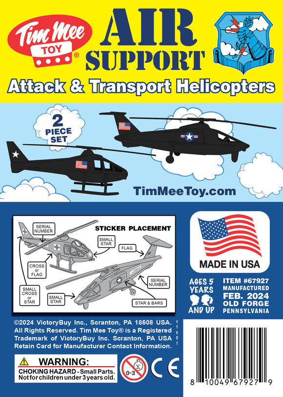 Tim Mee Toy Air Support Attack & Transport Helicopters Black Color Insert Art