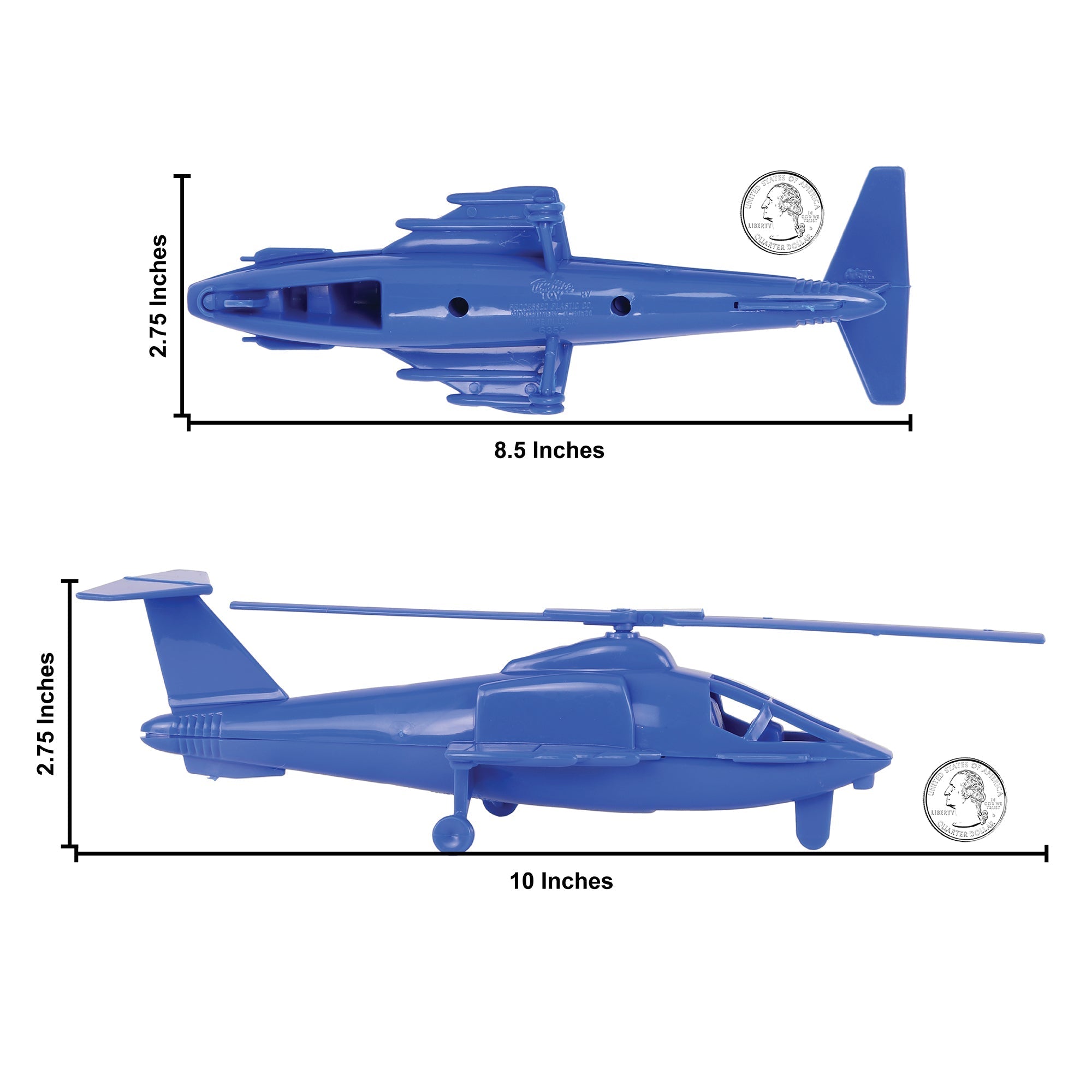 TimMee Air Support HELICOPTERS 2pc Blue Plastic Army Men Choppers