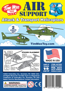 Tim Mee Toy Air Support Attack & Transport Helicopters OD Green Color Insert Art