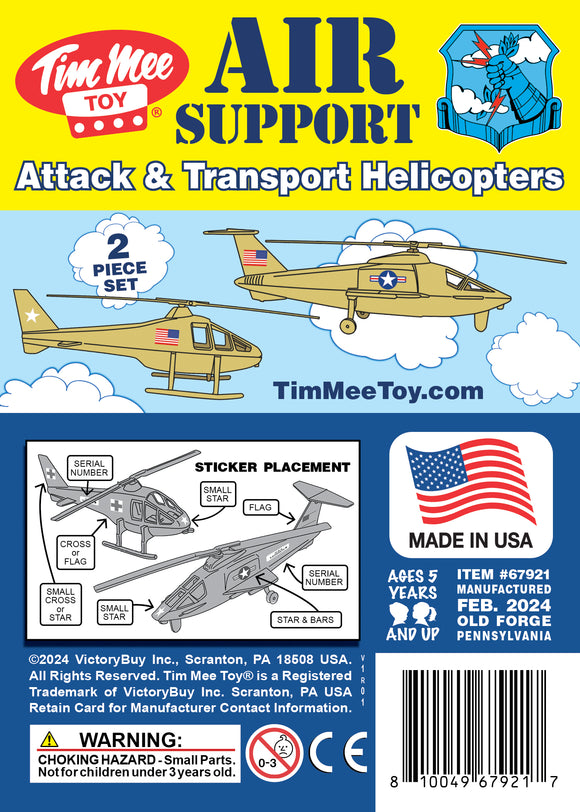 Tim Mee Toy Air Support Attack & Transport Helicopters Tan Color Insert Art