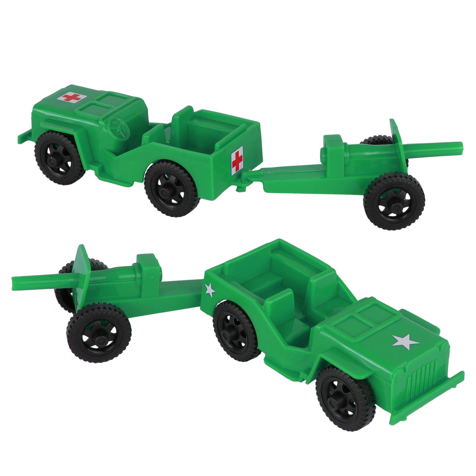 TimMee COMBAT PATROL Willys & Artillery - Green 4pc Playset USA
