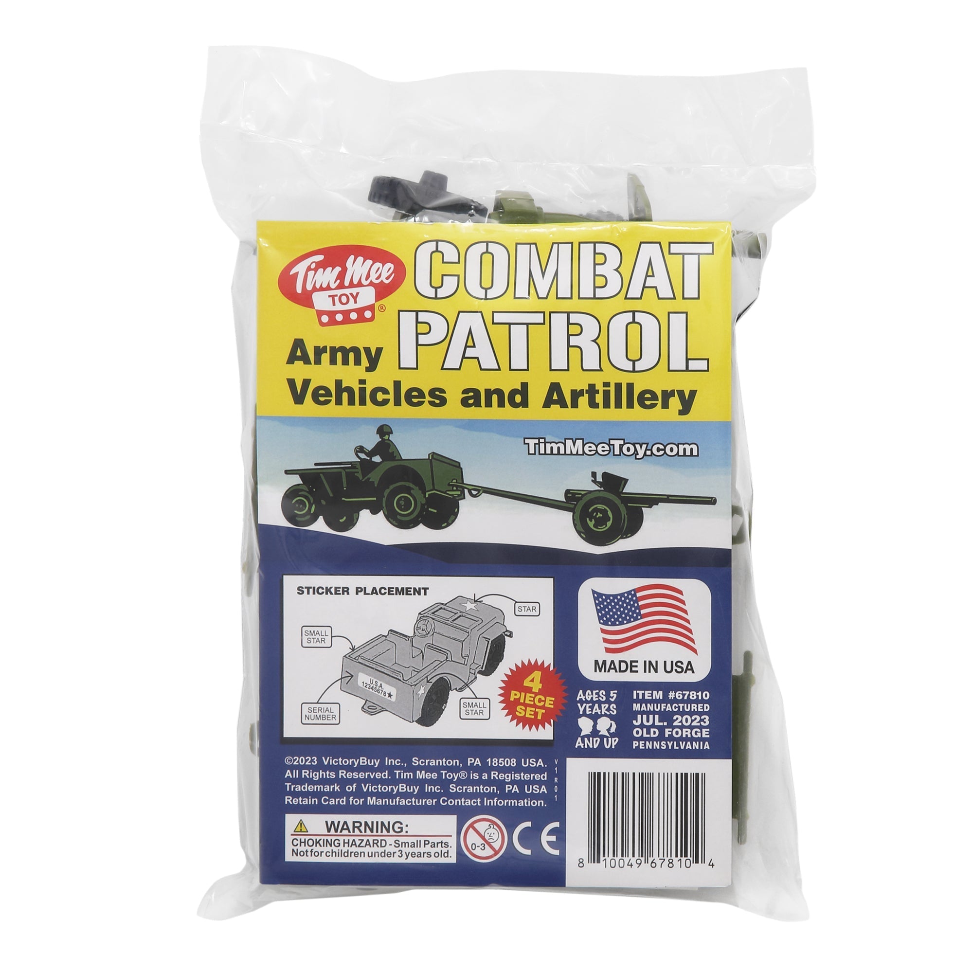 TimMee COMBAT PATROL Willys & Artillery - OD Green 4pc Playset USA