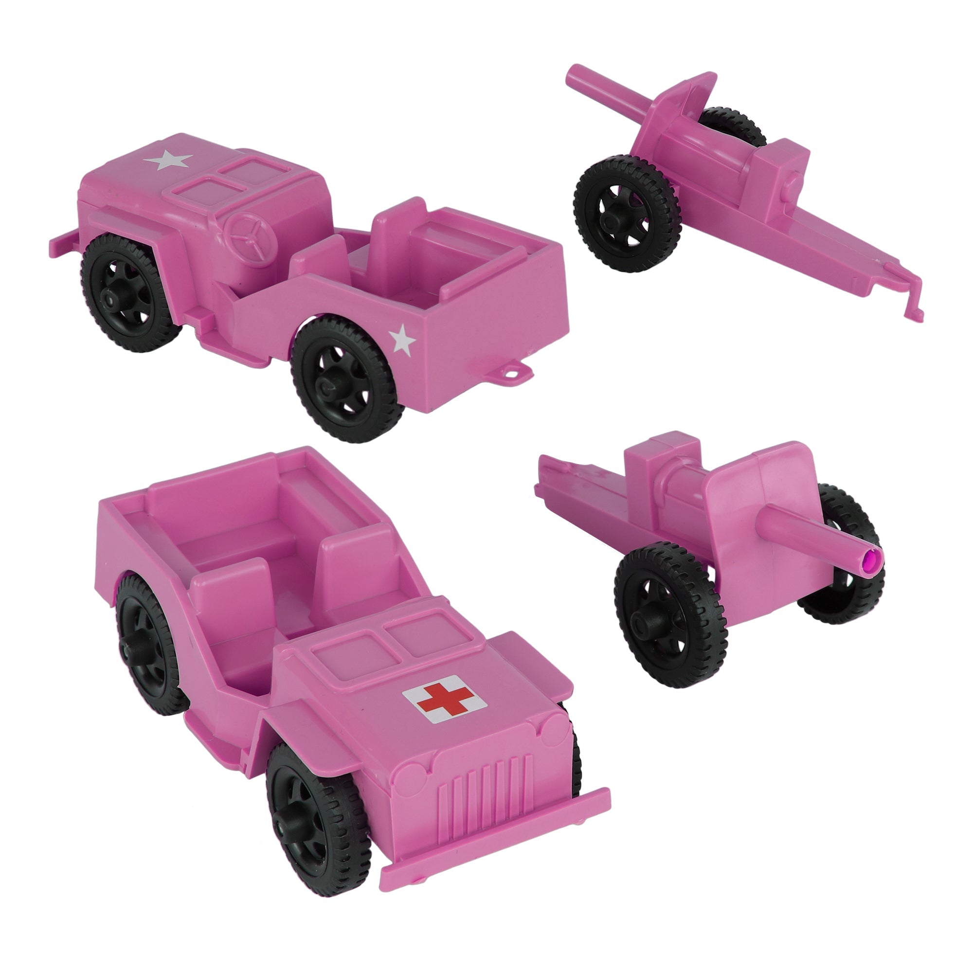 TimMee COMBAT PATROL Willys & Artillery - Pink 4pc Playset USA