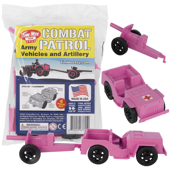 TimMee COMBAT PATROL Willys & Artillery - Pink 4pc Playset USA