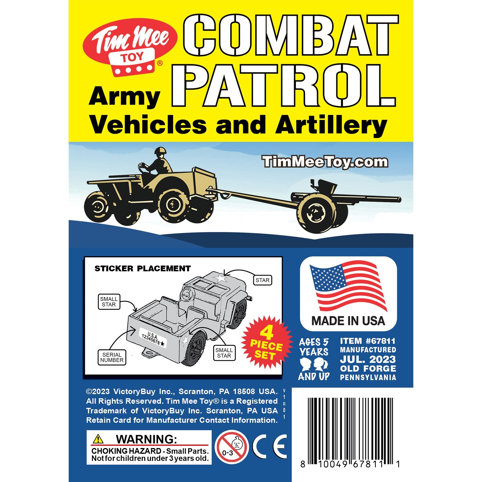 TimMee COMBAT PATROL Willys & Artillery - Tan 4pc Playset USA