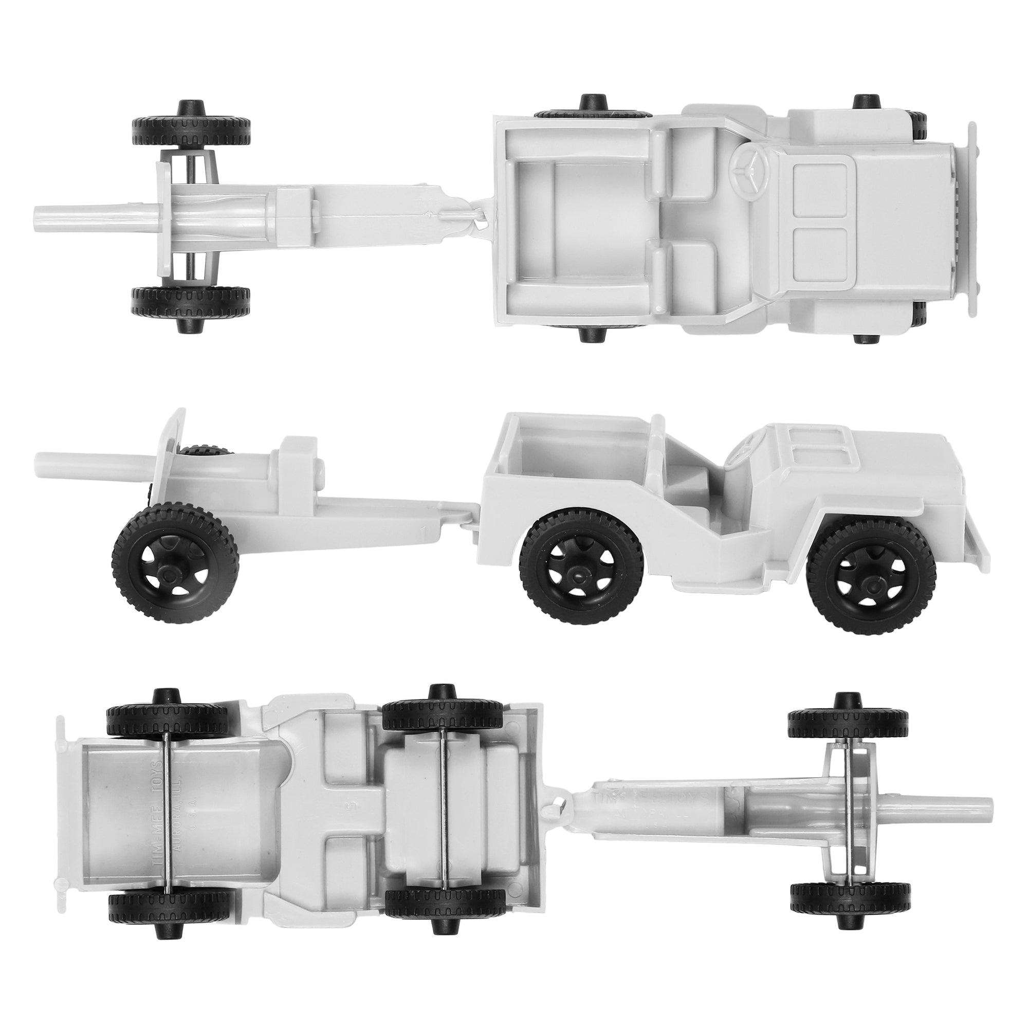 TimMee COMBAT PATROL Willys & Artillery - White 4pc Playset USA