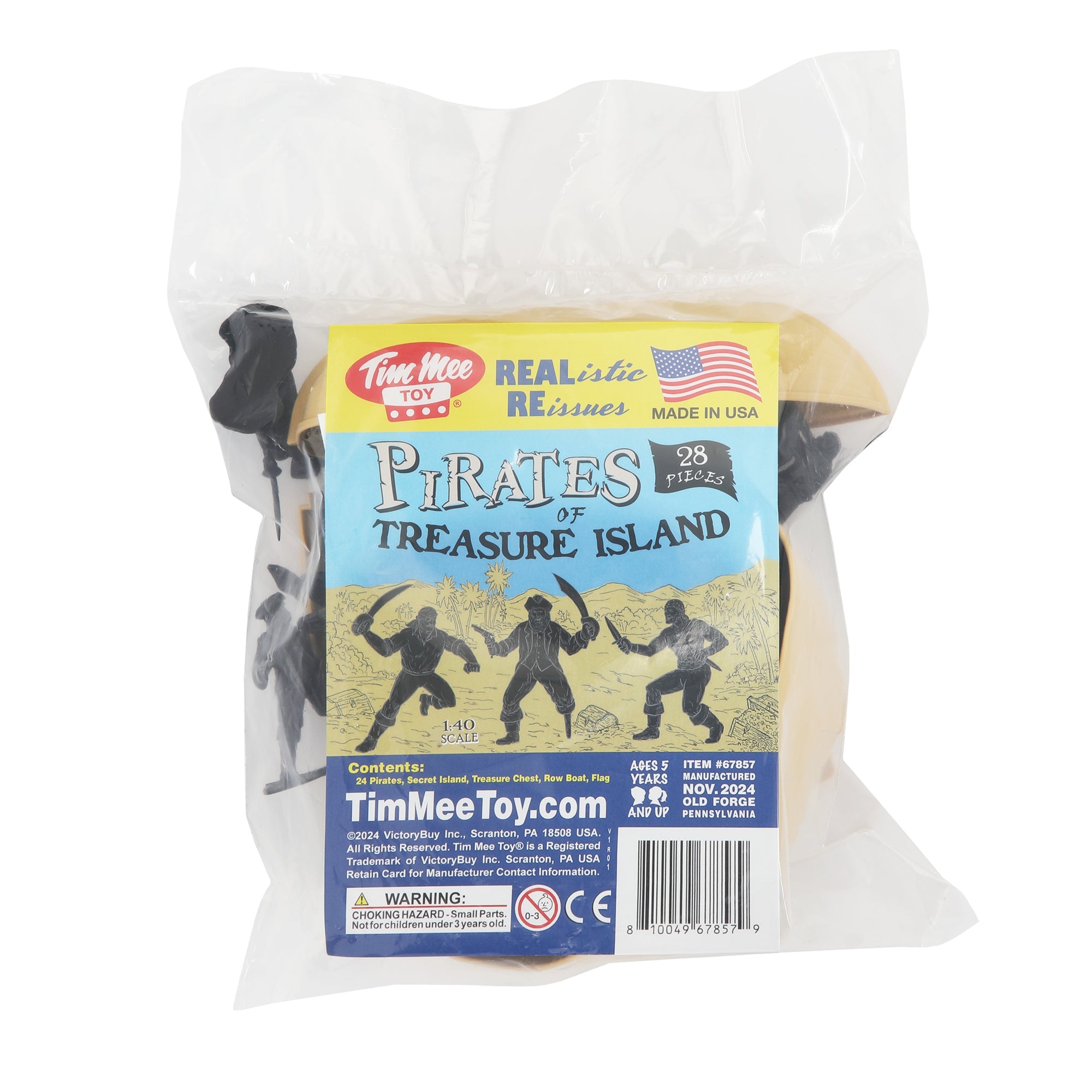 Tim Mee Toy PIRATES of TREASURE ISLAND Plastic Toy Figures Boat