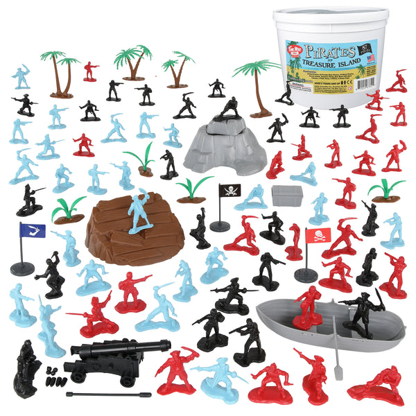 Tim Mee PIRATES of TREASURE ISLAND Plastic Figure 87pc Bucket