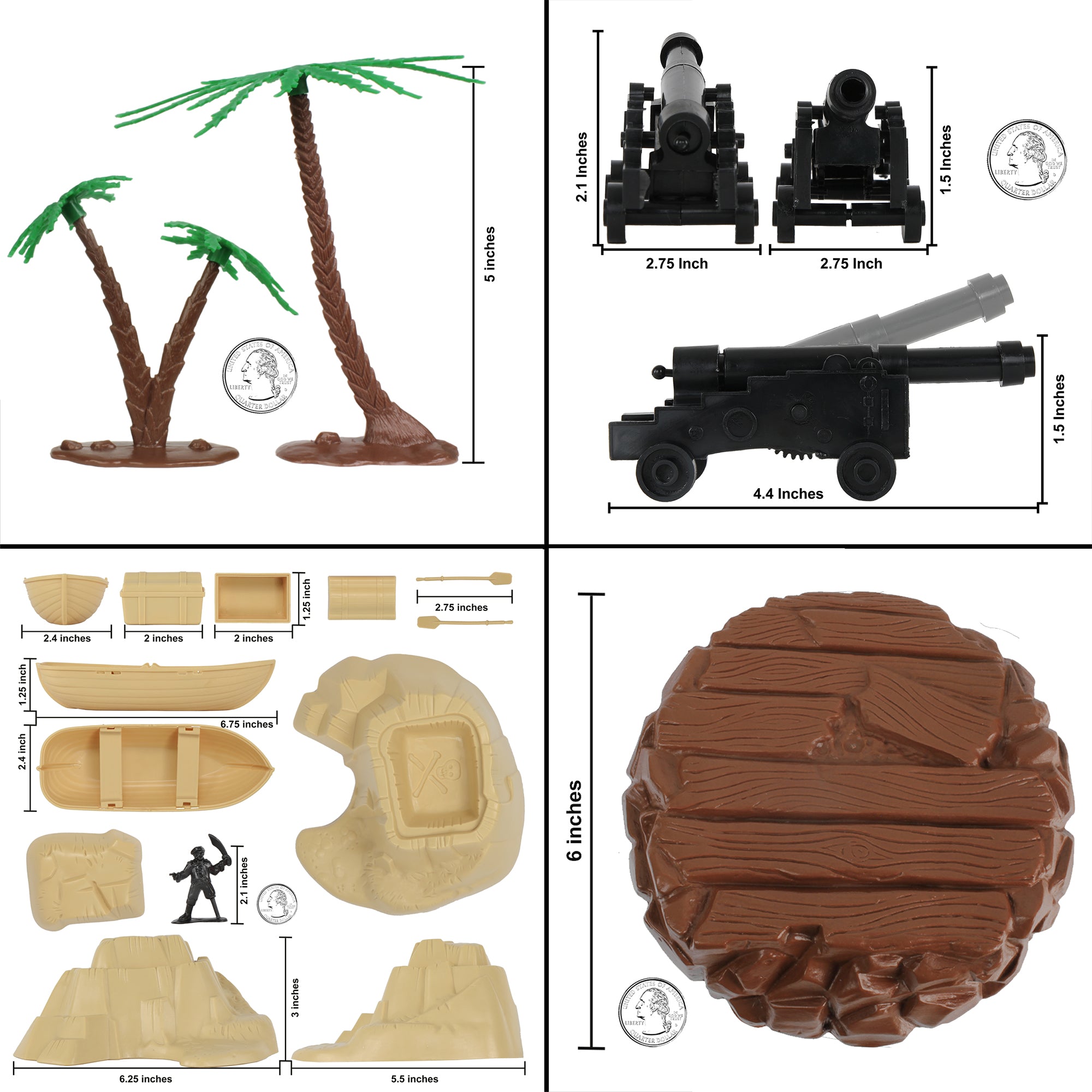 Tim Mee PIRATES of TREASURE ISLAND Plastic Figure 88pc Bucket