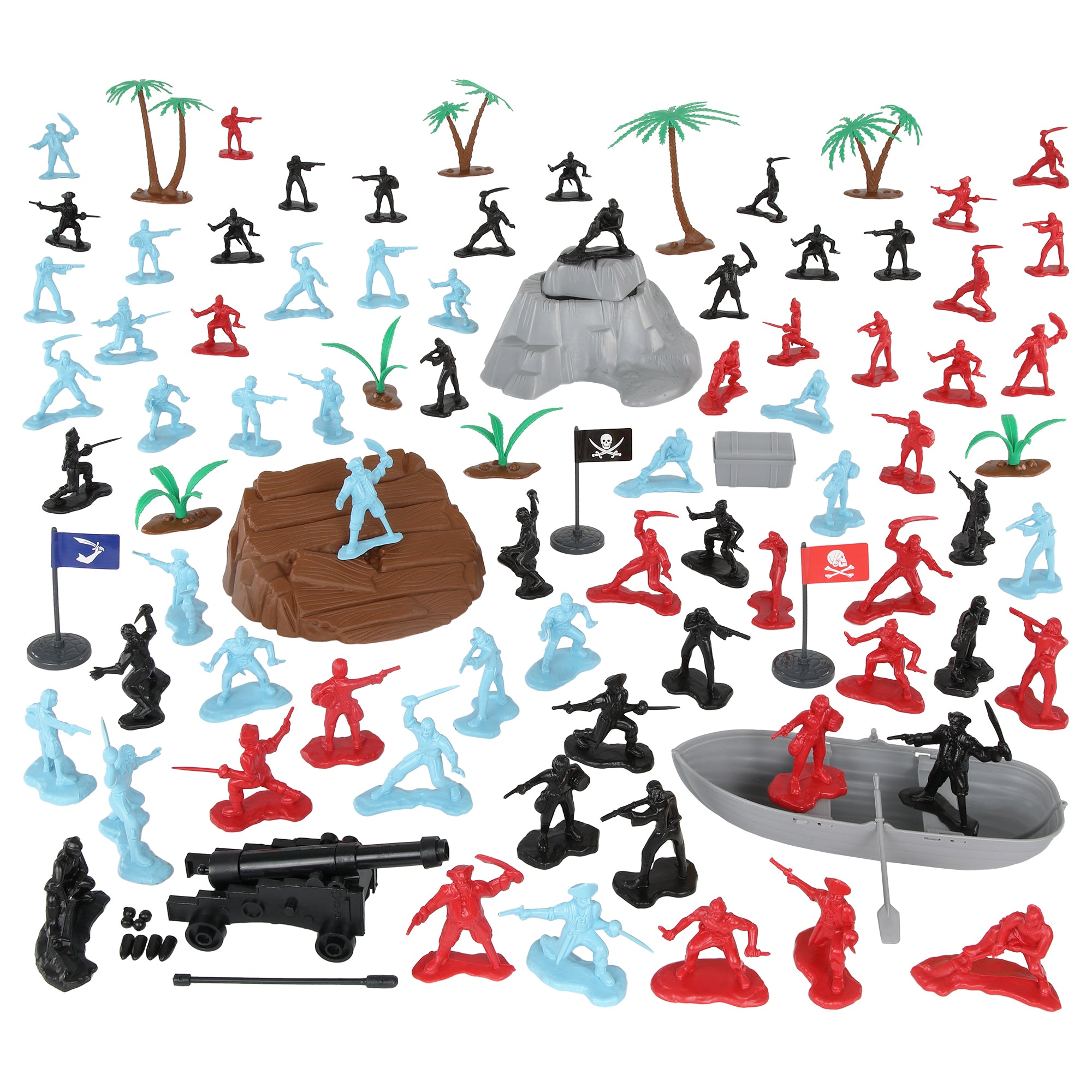 Tim Mee PIRATES of TREASURE ISLAND Plastic Figure 87pc Bucket