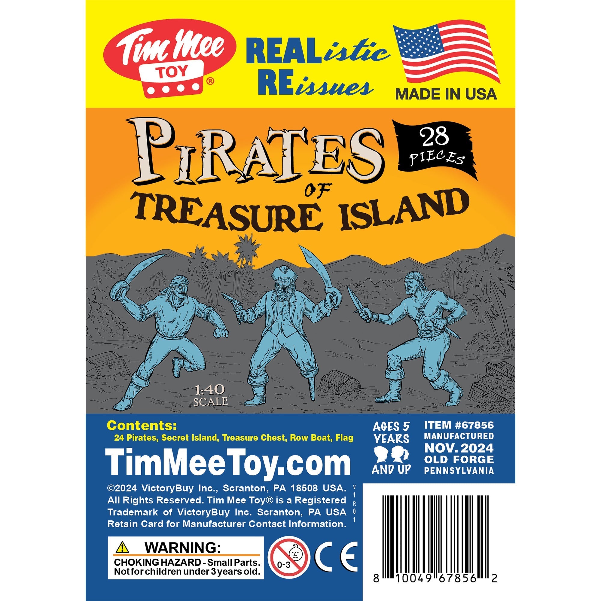 Tim Mee Toy PIRATES of TREASURE ISLAND Plastic Toy Figures Boat