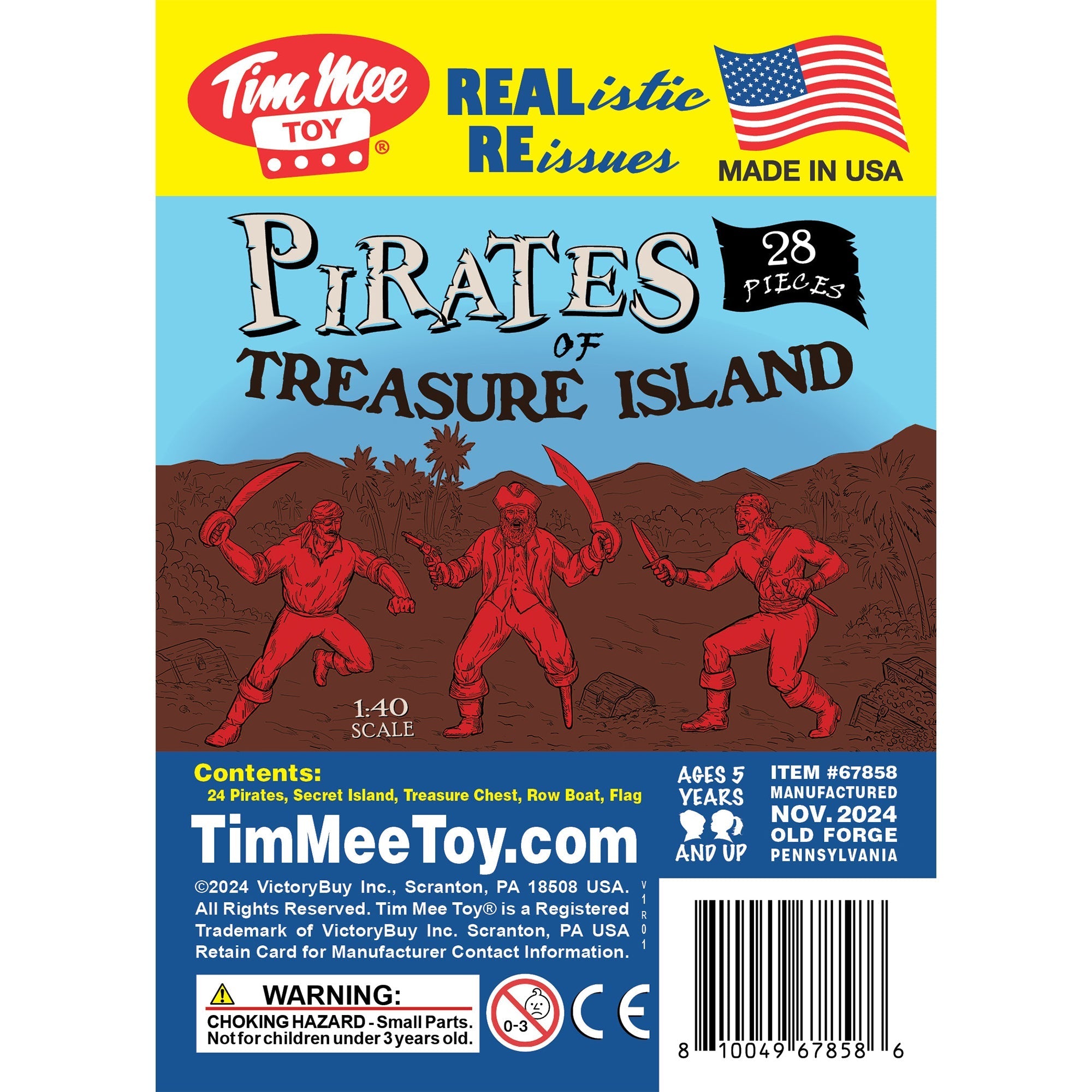 Tim Mee Toy PIRATES of TREASURE ISLAND Plastic Toy Figures Boat