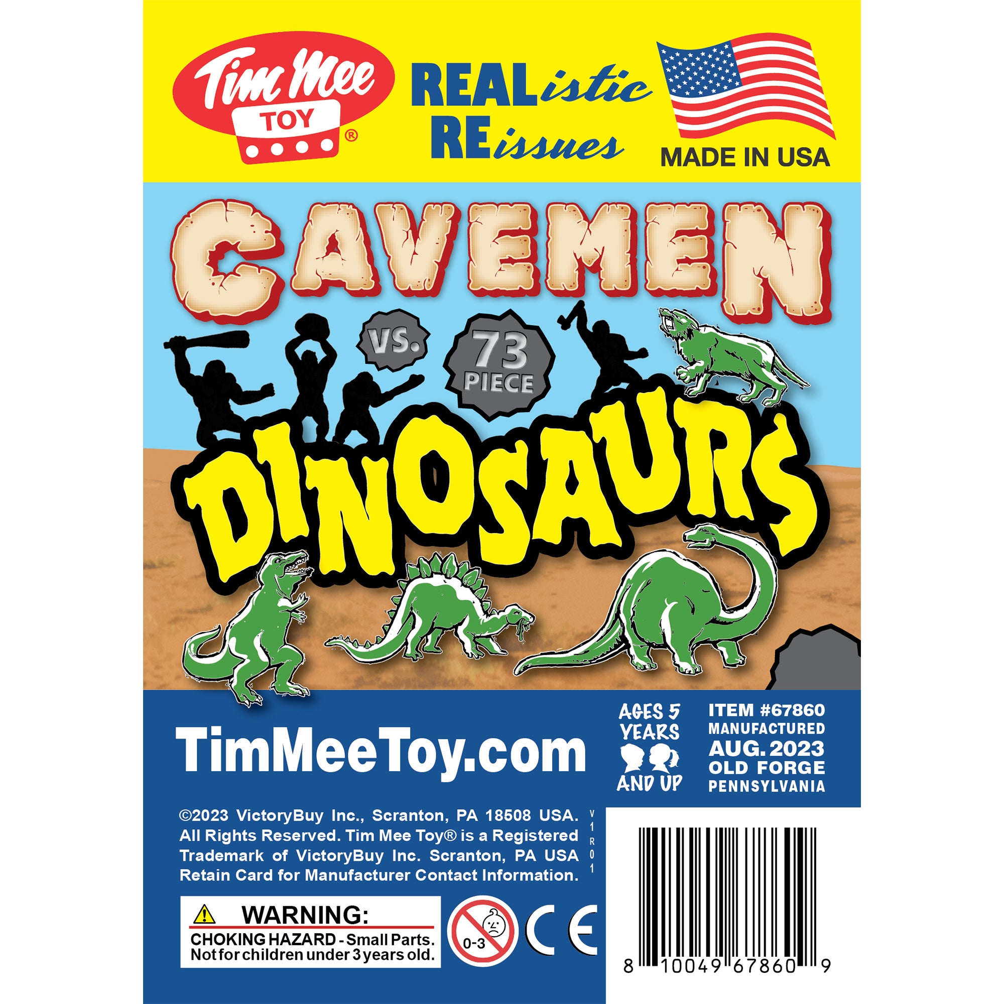 TimMee Prehistoric Plastic DINOSAUR & CAVEMAN Figures - Primary