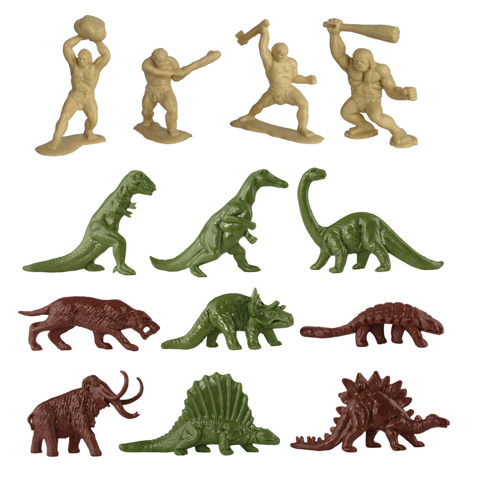 TimMee Prehistoric DINOSAUR & CAVEMAN Bucket Plastic Figures