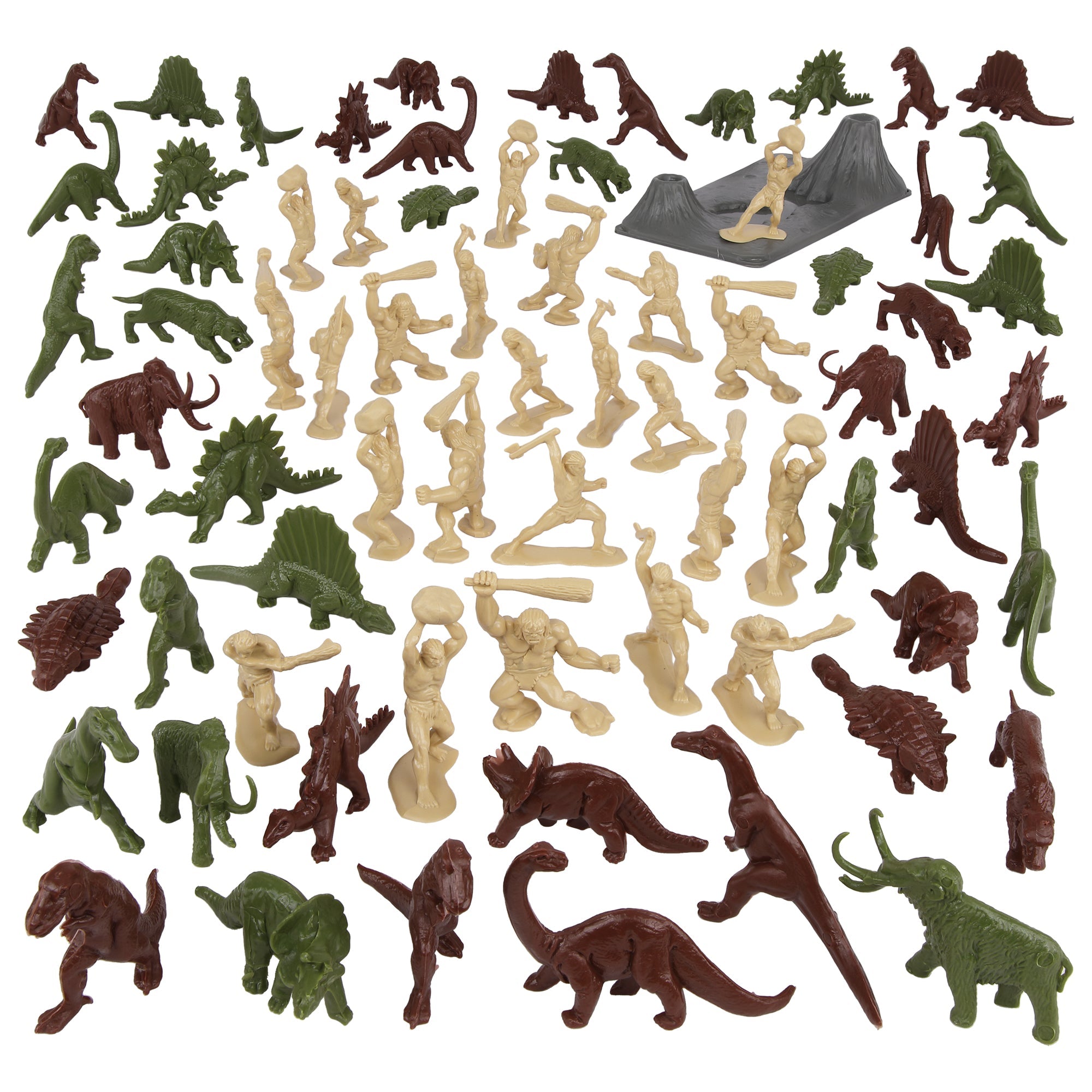 Prehistoric Life Miniature Toob – 12 Plastic Figures Including Mammoth, Saber Tooth, Cave People