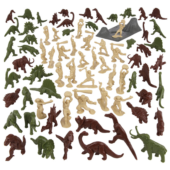 Tim Mee Toy Prehistoric Cavemen and Dinosaurs Earthtone Colors Vignette