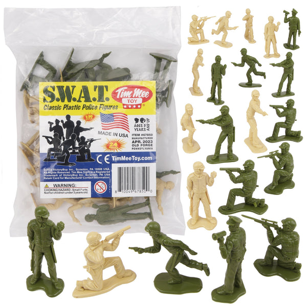 Tim Mee Toy SWAT Plastic Army Men Tan and OD Green Police Figures