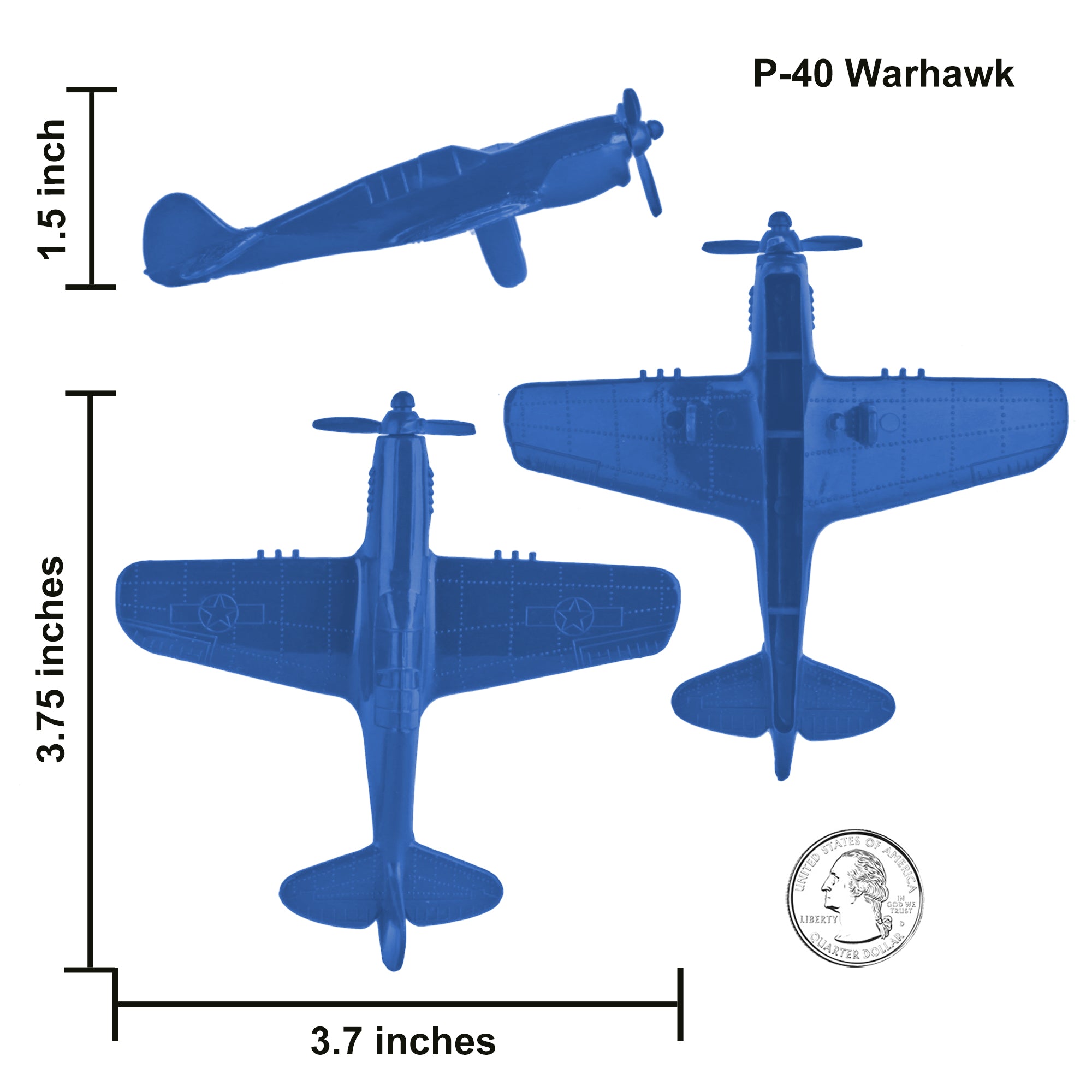 TimMee WW2 Fighter Ace Planes Blue 9pc Plastic Army Men Airplanes