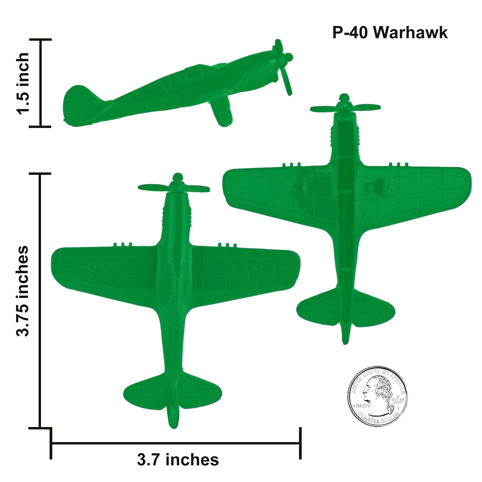 TimMee WW2 Fighter Ace Planes medium green 9pc Plastic Army Men