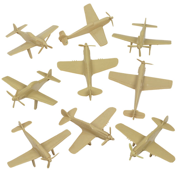 TimMee WW2 Fighter Ace Planes Tan 9pc Plastic Army Men Airplanes