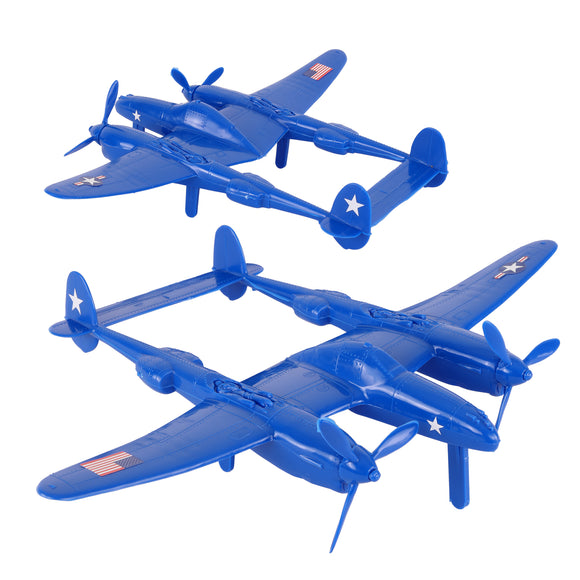 Tim Mee Toy WW2 P-38 Lightning Blue Color Plastic Fighter Planes Vignette 