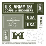 BMC Toys Classic WW2 Bulldozer Building OD Green Sticker Sheet