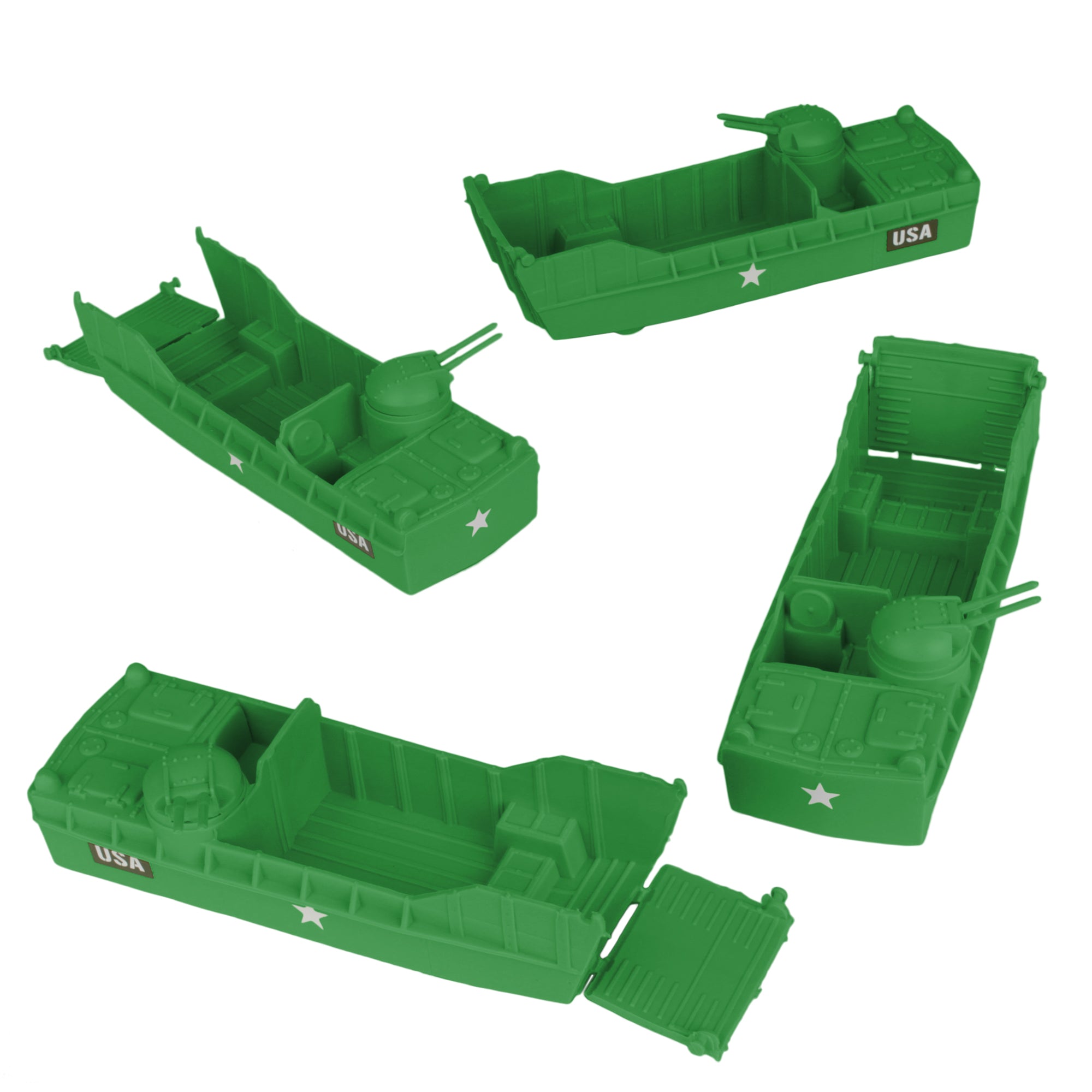 BMC Classic Marx Landing Craft - 4pc Green Plastic Army Men Boat Vehicles