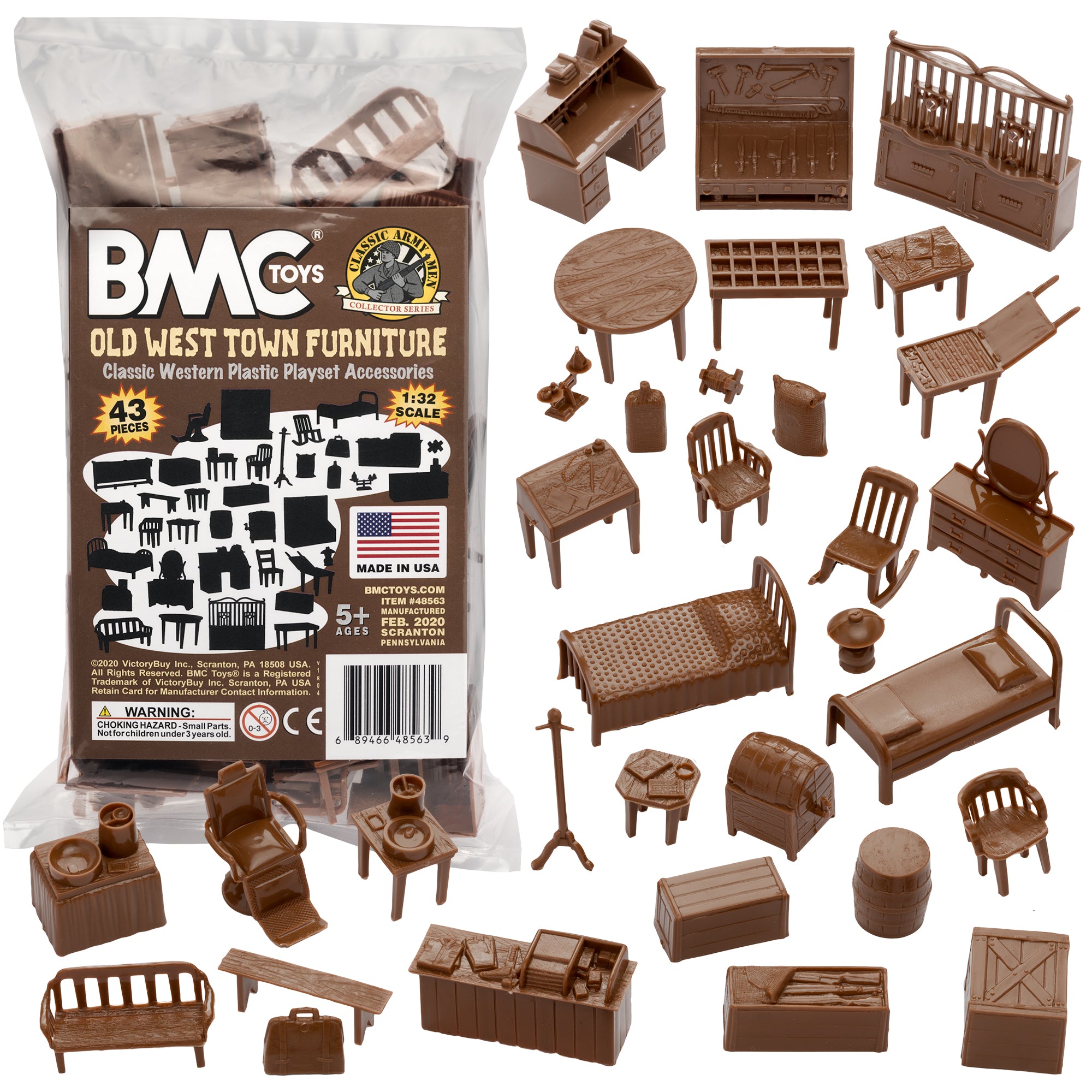 BMC Classic Marx Western Town Furniture 42pc Plastic Cowboy Playset Accessories