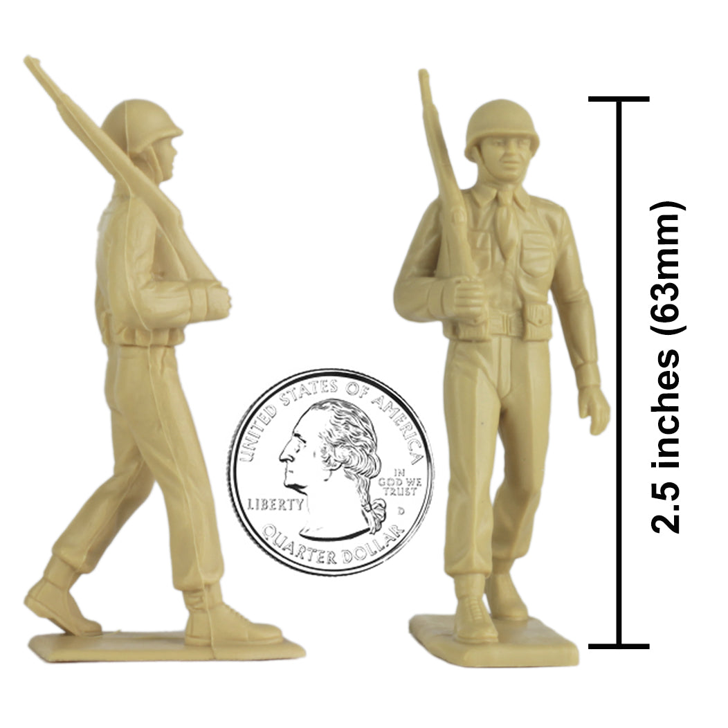 BMC Marx Plastic Army Men Marching US Soldiers - Tan 27pc Figures