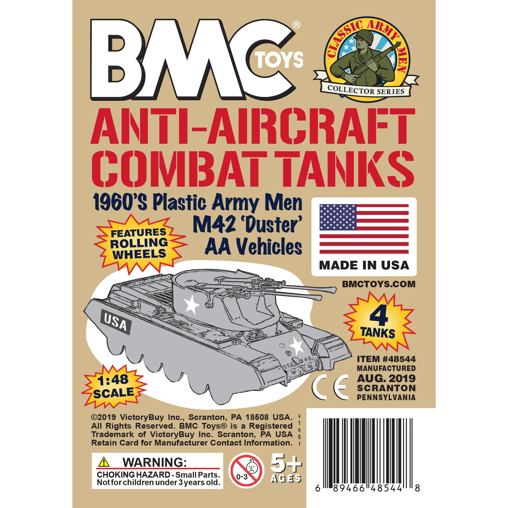 BMC Classic Anti-Aircraft Tanks Tan Plastic Army Men Vehicles