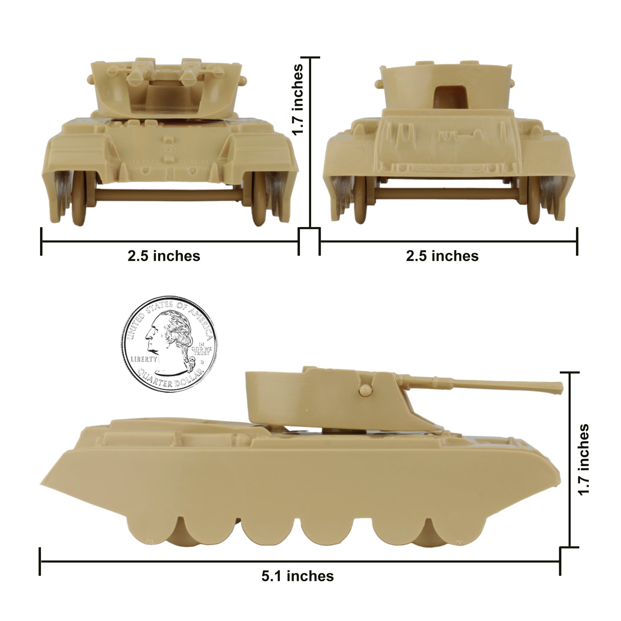 BMC Classic Anti-Aircraft Tanks Tan Plastic Army Men Vehicles
