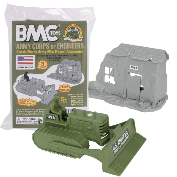 BMC Toys Classic WW2 Bulldozer Building OD Green Main
